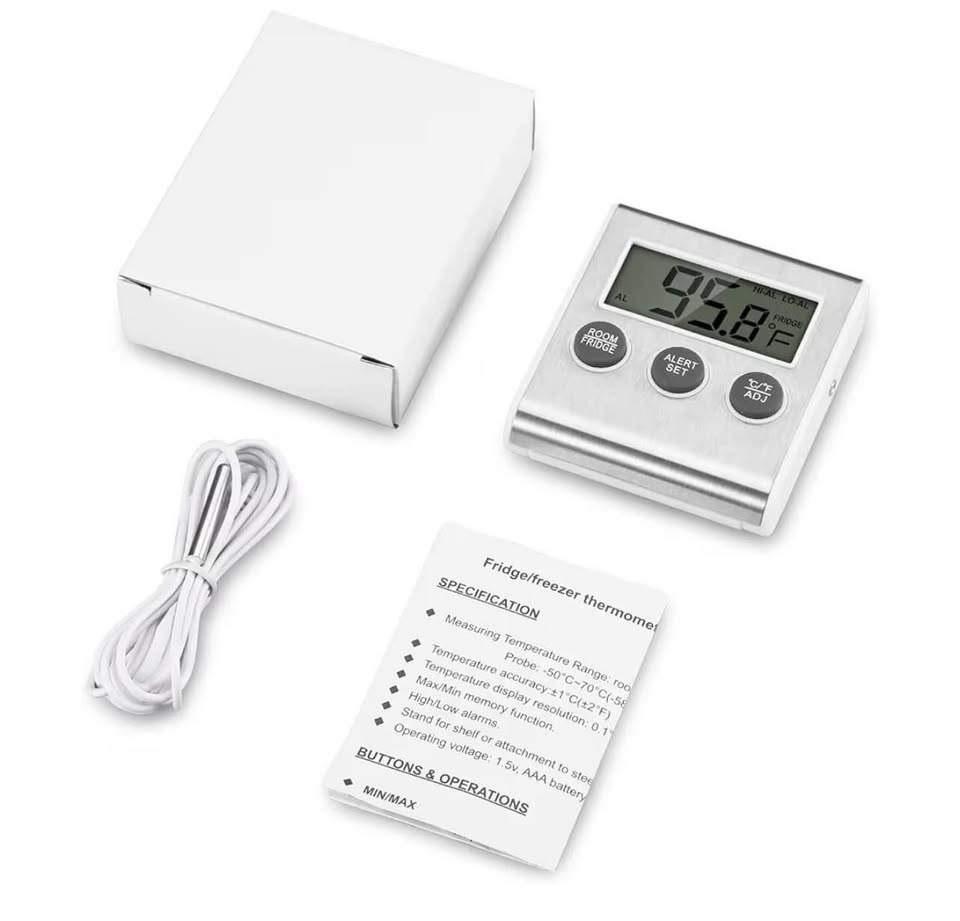 Digital Refrigerator and Freezer Thermometer with Alarm