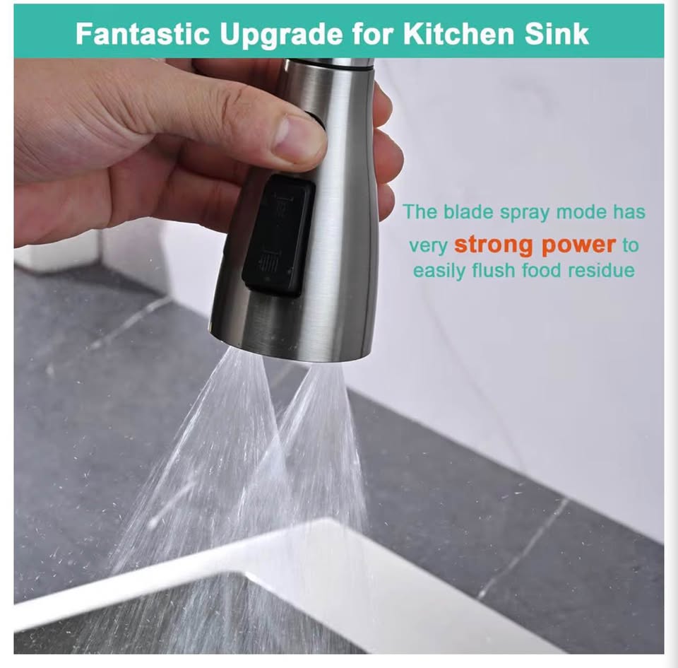 Pull Down Kitchen Faucet Head Replacement, 3-Function Metal Kitchen Faucet Head 
