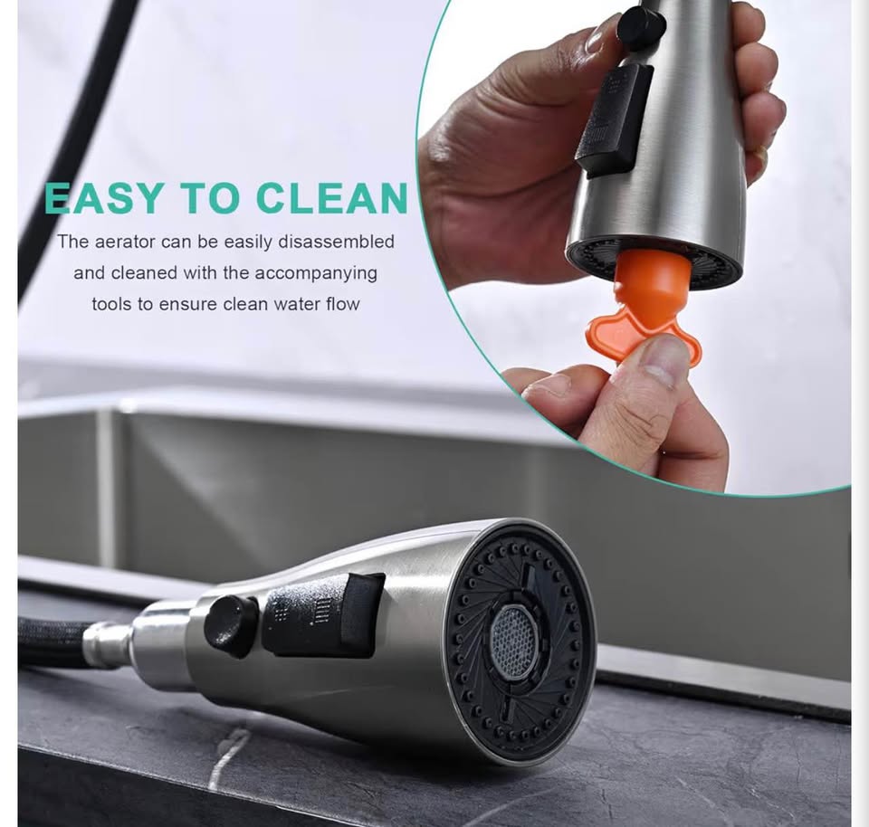 Pull Down Kitchen Faucet Head Replacement, 3-Function Metal Kitchen Faucet Head 