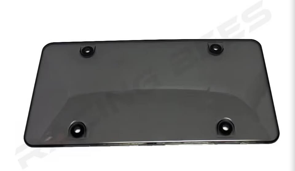 Car Concave License Plate Cover Multi Color (1 Set of 2 Pcs, Dark Smoke)