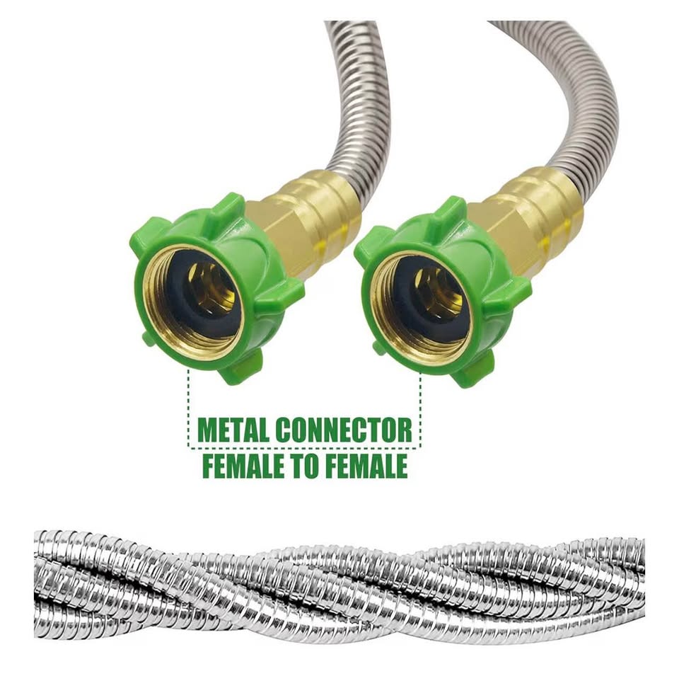 304 Stainless Steel 3ft Short Garden Hose with Female to Female Metal Connector,