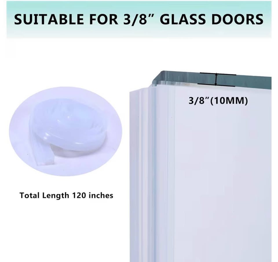 120" Silicone Shower Door Seal for 3/8" Glass