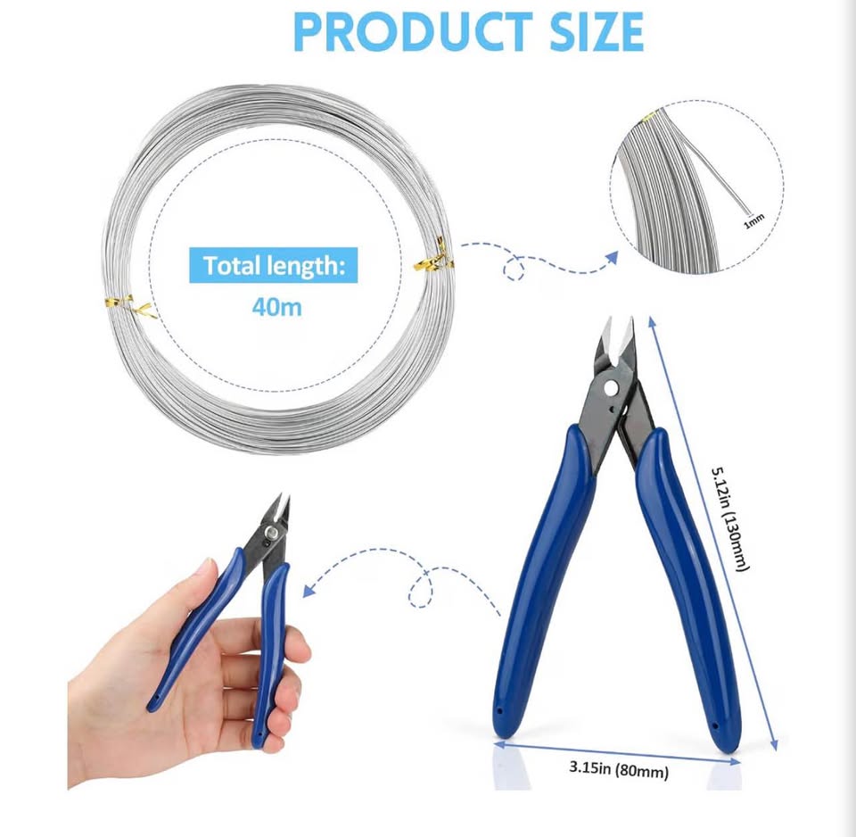 40m Silver Craft Wire with Wire Cutters