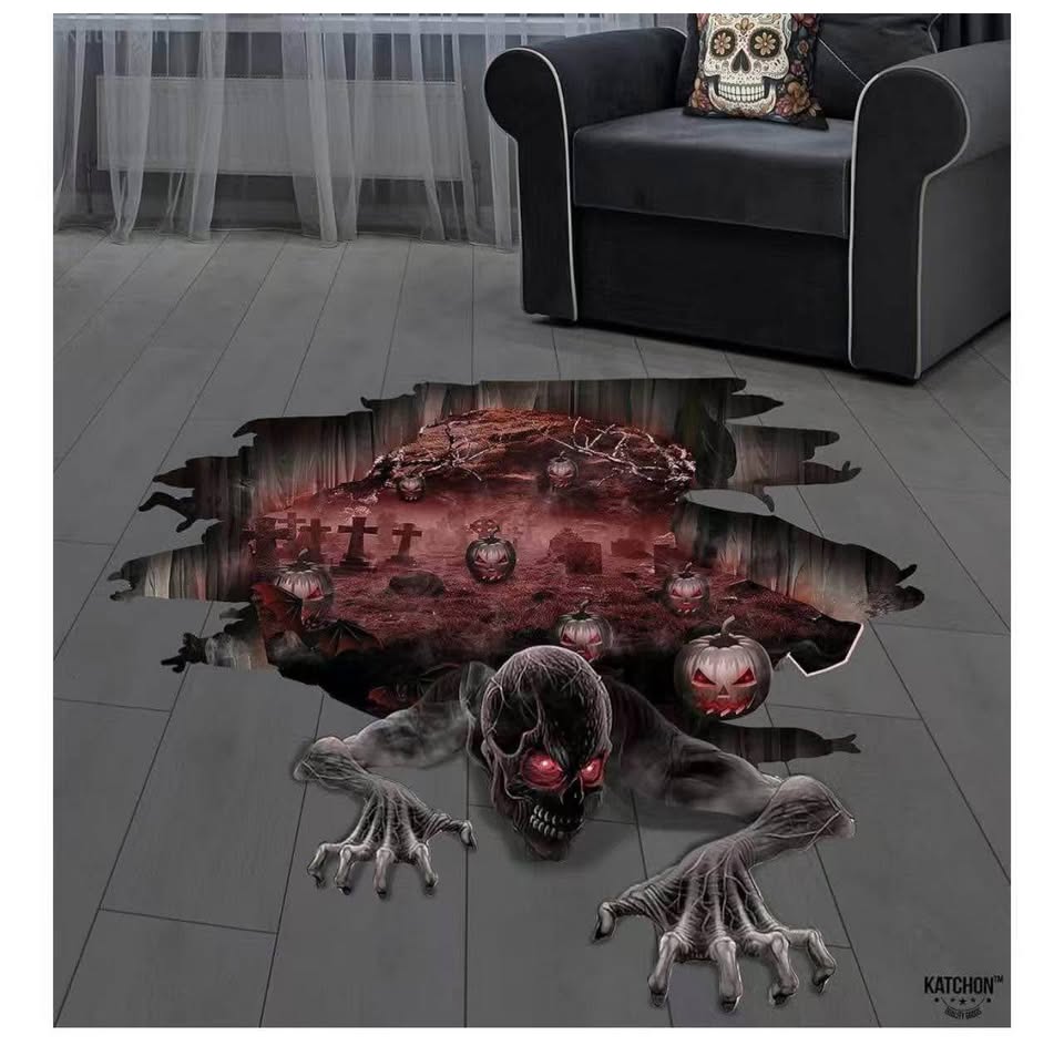3D Halloween Floor Decals - Large, 36 X 24 Inch | Ghost Stickers for Scary Home 