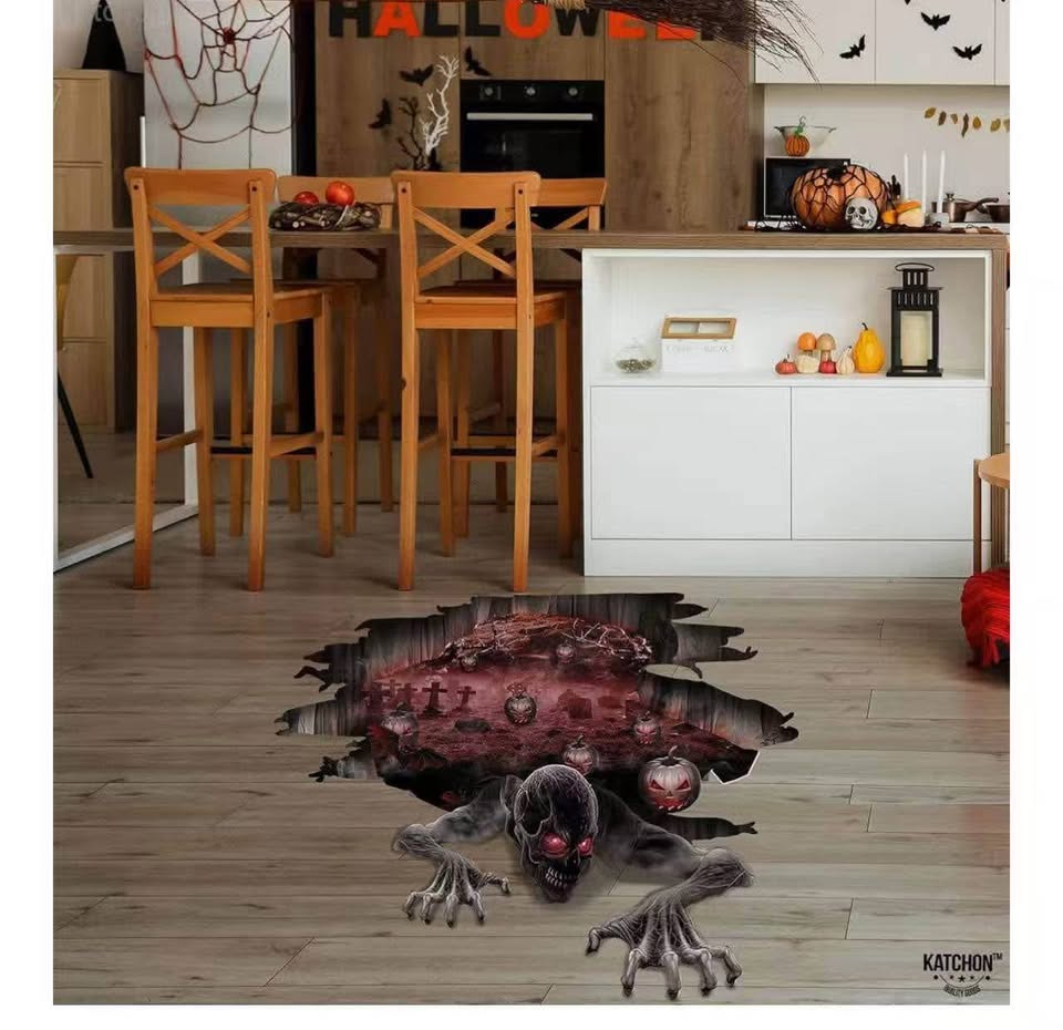 3D Halloween Floor Decals - Large, 36 X 24 Inch | Ghost Stickers for Scary Home 