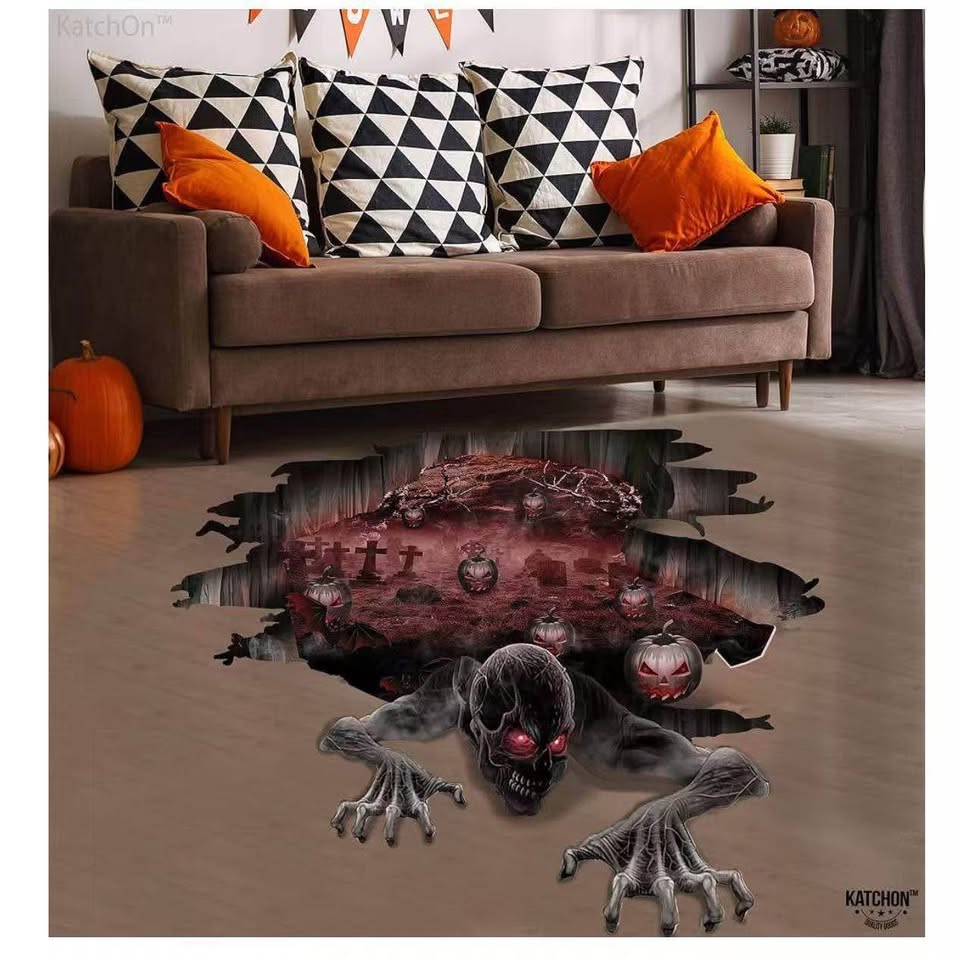 3D Halloween Floor Decals - Large, 36 X 24 Inch | Ghost Stickers for Scary Home 