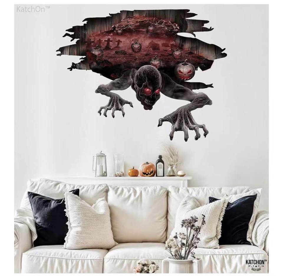3D Halloween Floor Decals - Large, 36 X 24 Inch | Ghost Stickers for Scary Home 