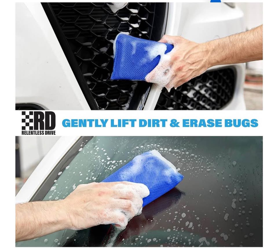 Relentless Drive Microfiber Bug Sponge (6 Pack) – Large Car Sponge for Car Washi