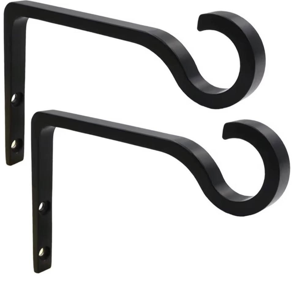 2-Pack Black Aluminum Alloy Wall Hooks
