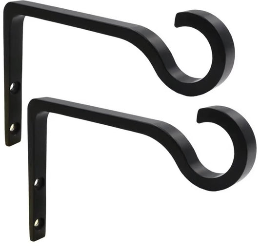 2-Pack Black Aluminum Alloy Wall Hooks
