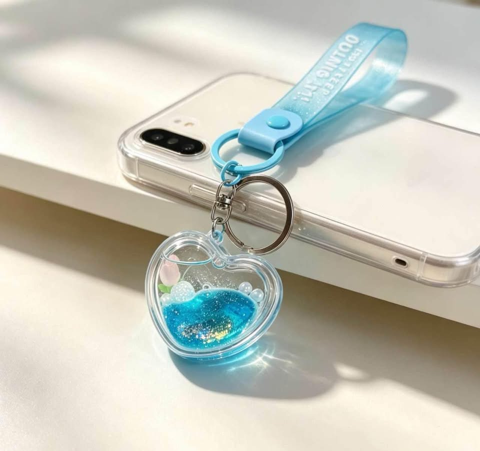 Shimmering Blue Heart Cute Bag Charm