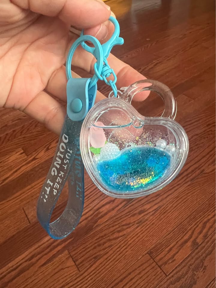 Shimmering Blue Heart Cute Bag Charm