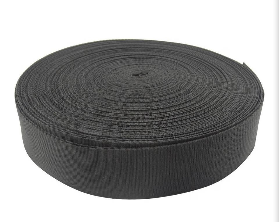 1.5 Inches Wide Black Nylon Heavy Webbing Strap (5 Yards)