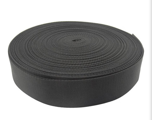 1.5 Inches Wide Black Nylon Heavy Webbing Strap (5 Yards)