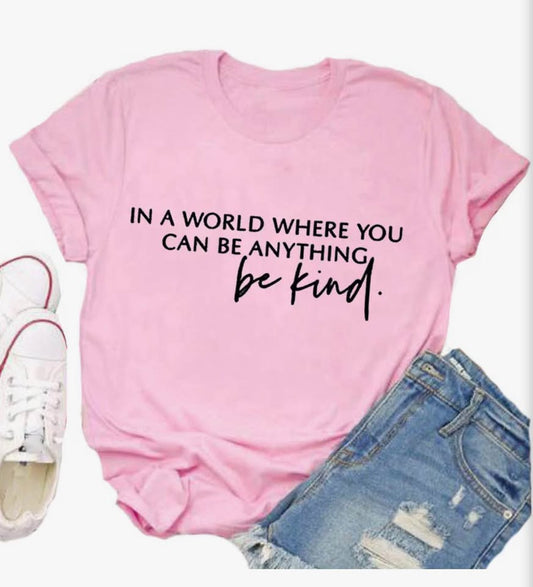 YourTops 'Be Kind' Graphic T-Shirt - Pink, Size XL&M