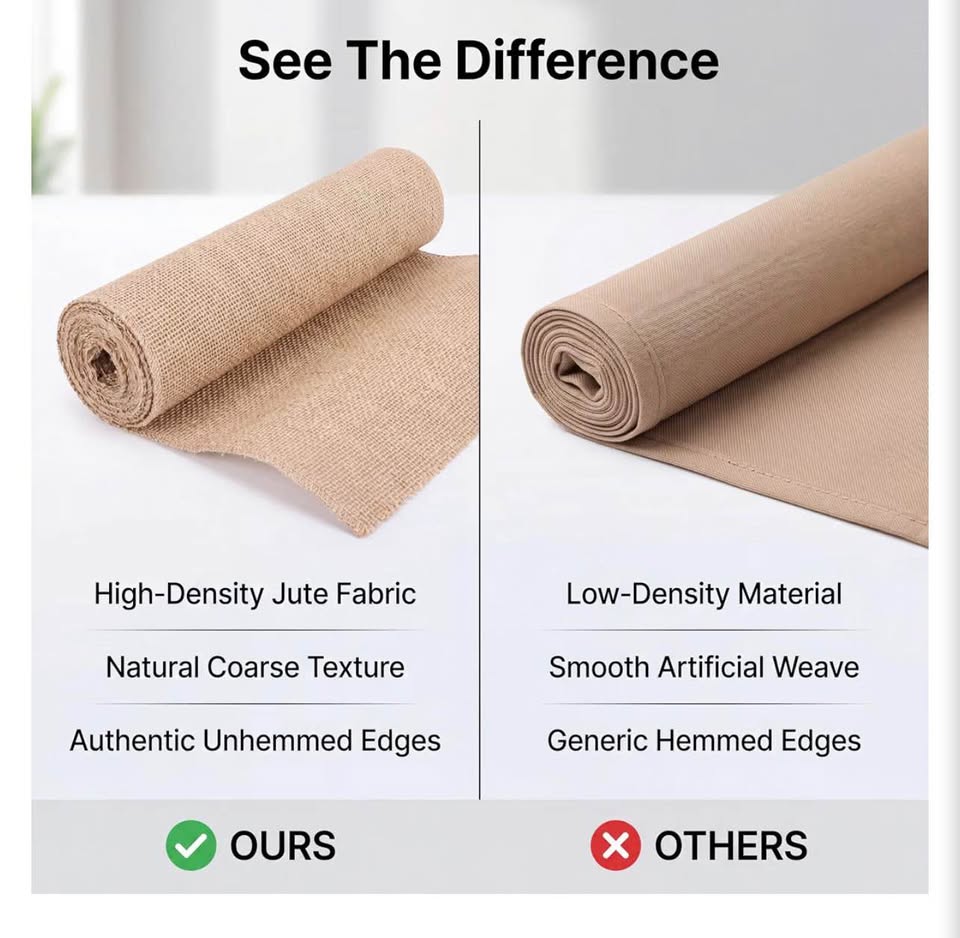 Burlap Runner, Rustic Linen Burlap Ribbon Roll Flaxen Outdoor Party Decor