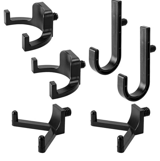 6-Piece Black Plastic Shed Tool Organizer Hook Set