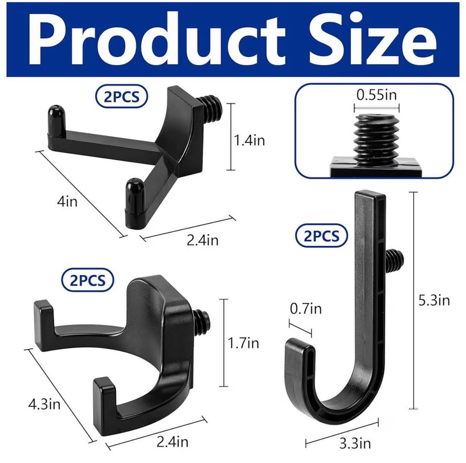 6-Piece Black Plastic Shed Tool Organizer Hook Set