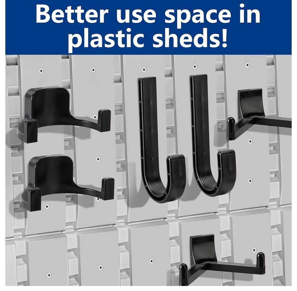 6-Piece Black Plastic Shed Tool Organizer Hook Set