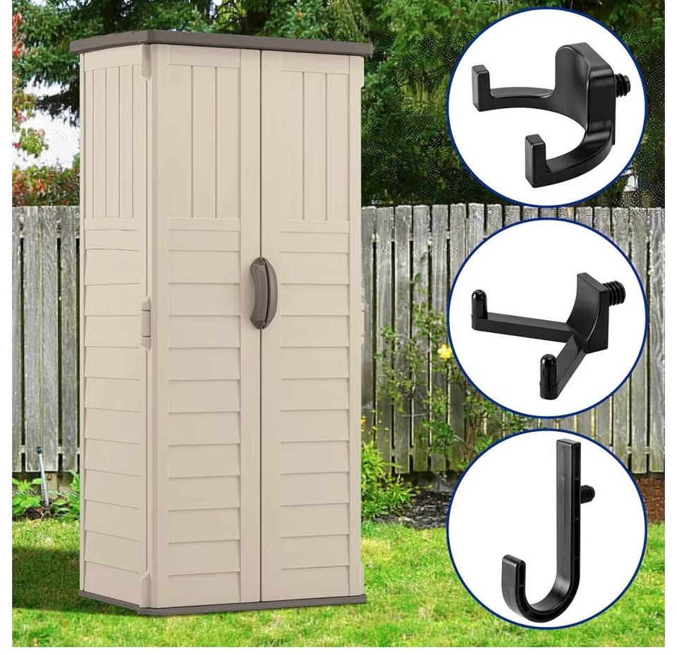 6-Piece Black Plastic Shed Tool Organizer Hook Set