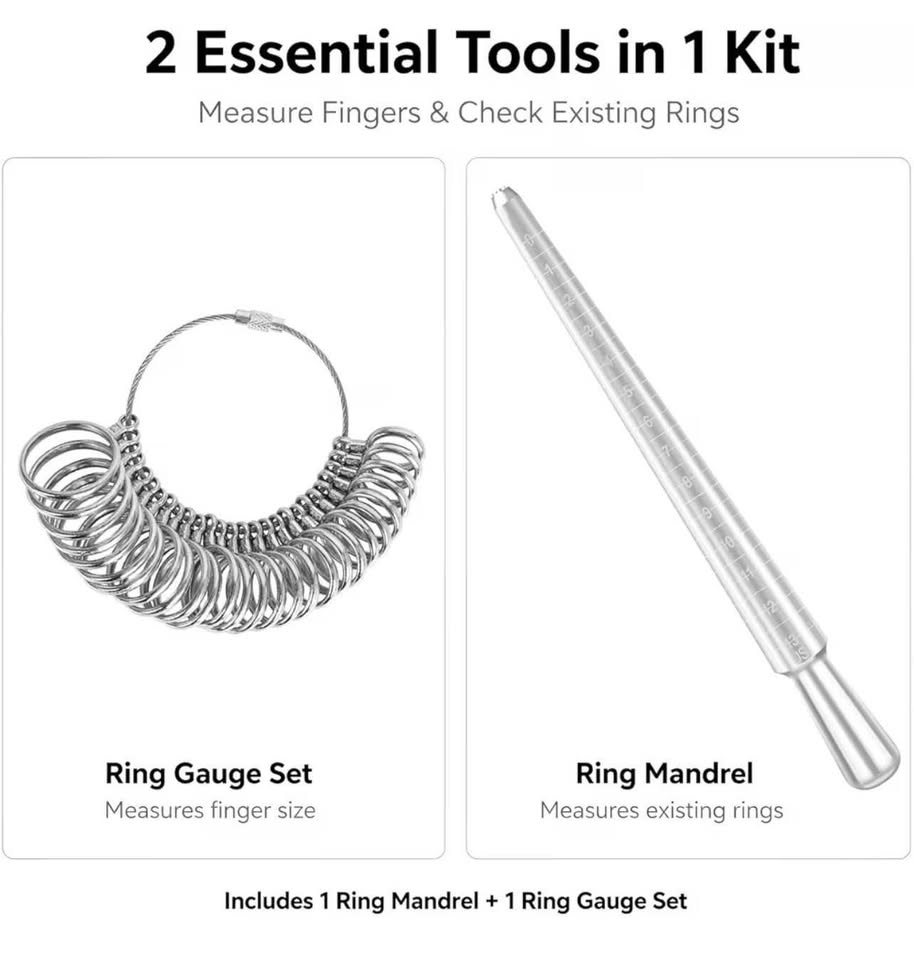 Ring Sizer Mandrel Set, Aluminum Ring Mandrel with 27 PCS Metal Ring Gauge, US S