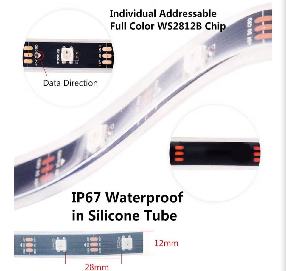 WS2812B LED Strip Lights 16.4ft 5M WS2812B 150LEDs Programmable Individual Addre