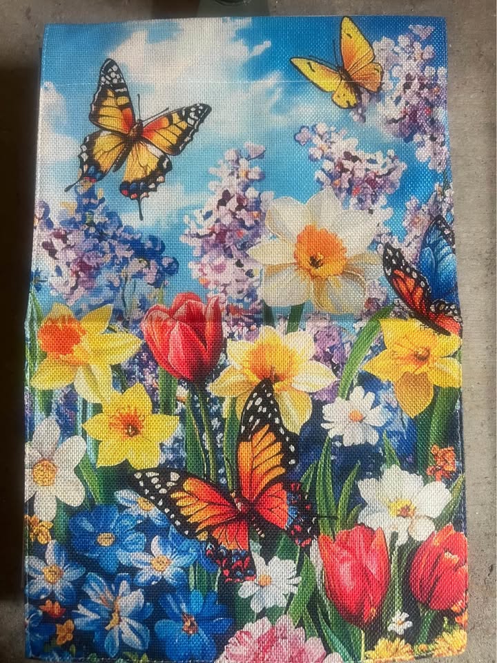 Louise Maelys Spring Garden Flag 12x18 Double Sided Vertical