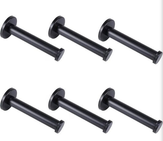 6-Pack Matte Black 304 Stainless Steel Wall Mounted Hooks