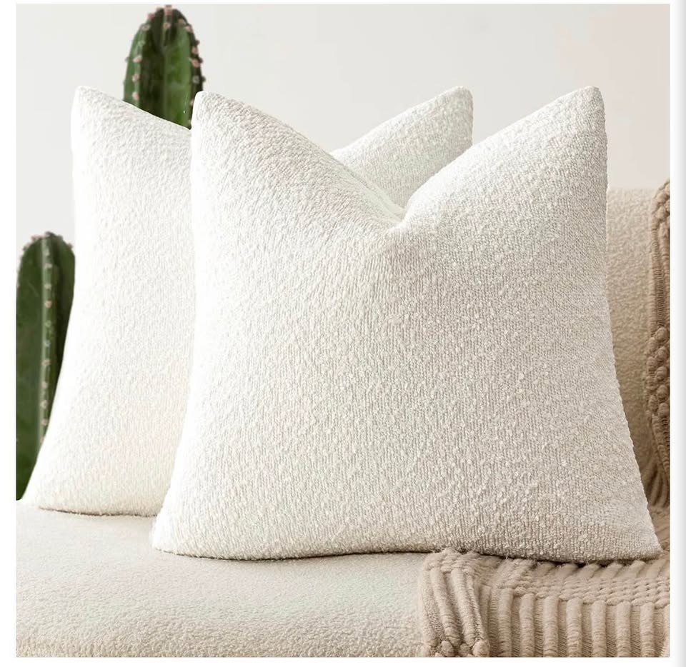 Cream White Bouclé Throw Pillow Covers18x18in