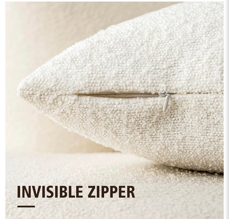 Cream White Bouclé Throw Pillow Covers18x18in
