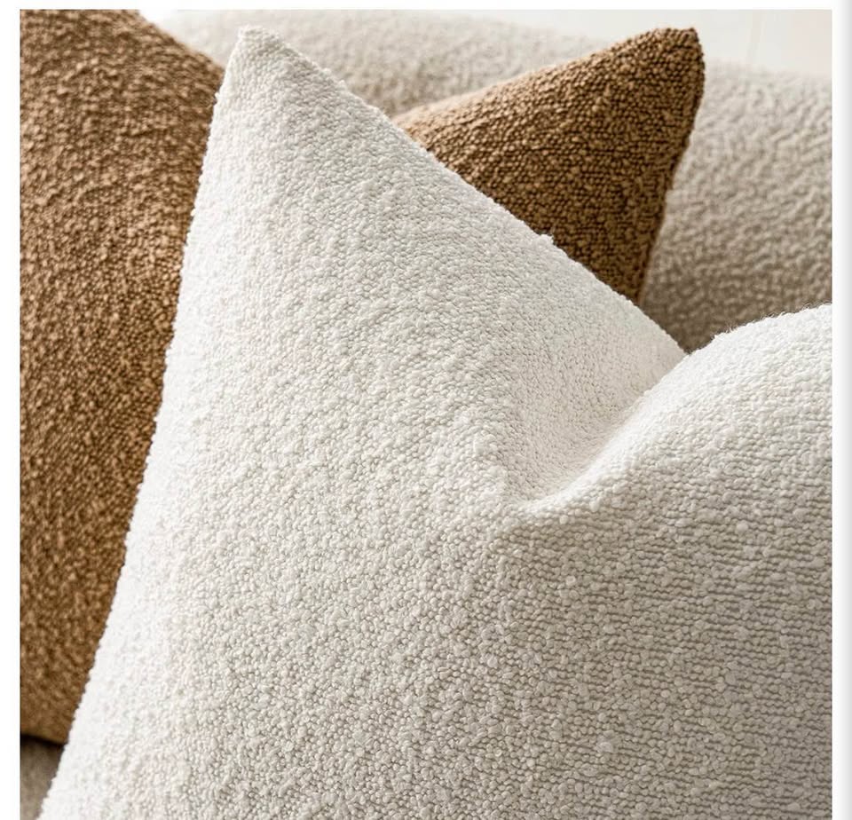 Cream White Bouclé Throw Pillow Covers18x18in