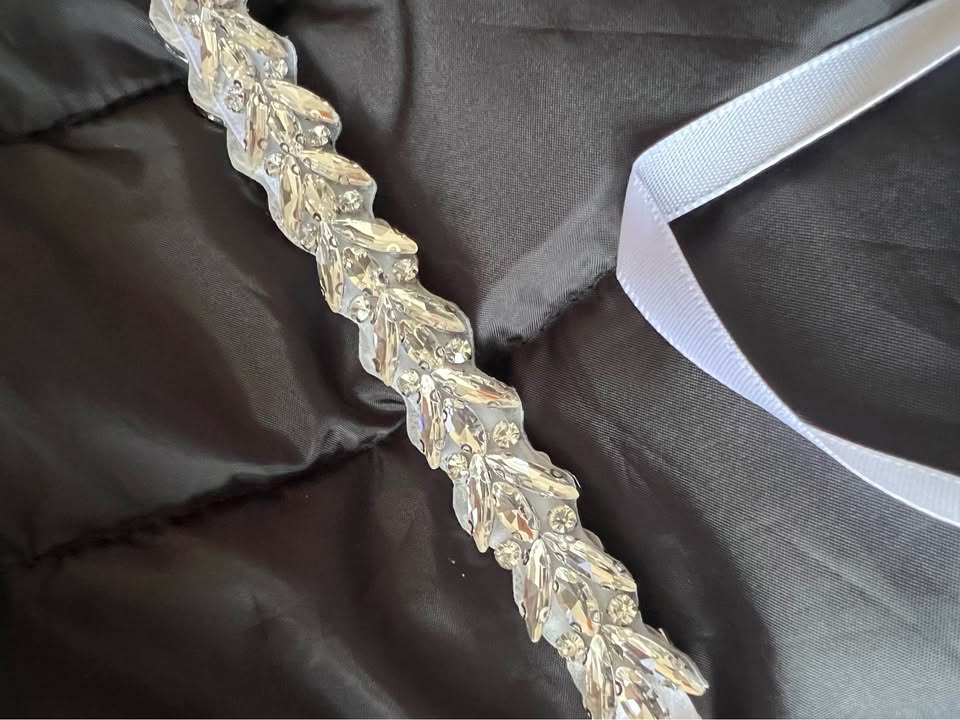 Rhinestone Thin Bridal Belt Wedding Dress Belt Handmade Sash for Bride and Bride