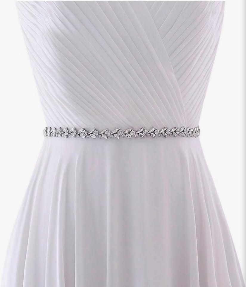 Rhinestone Thin Bridal Belt Wedding Dress Belt Handmade Sash for Bride and Bride