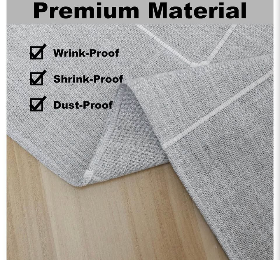 Grey Linen Grid Square Tablecloth