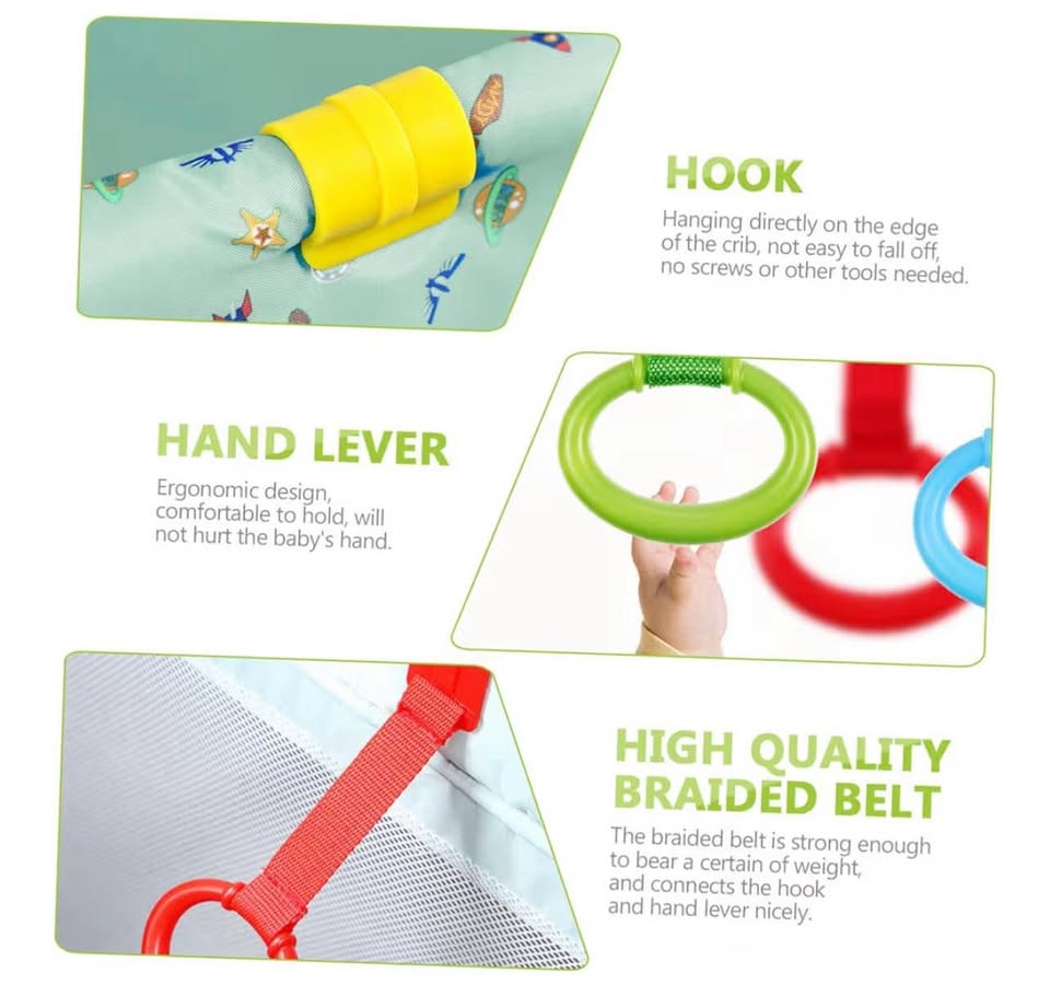 NUOBESTY Plastic Pull Up Rings Stand Up Cot Hanging Hoops for Baby Infant Toddle