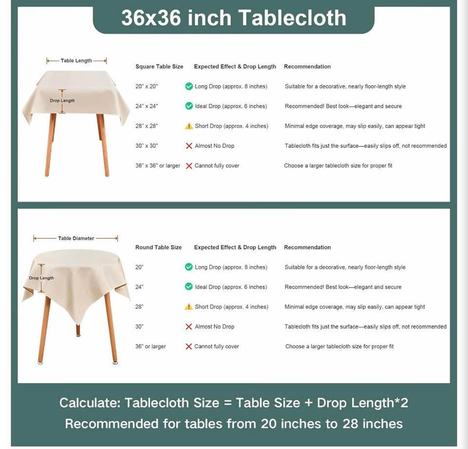 Square Beige Tablecloth35x 35 inch