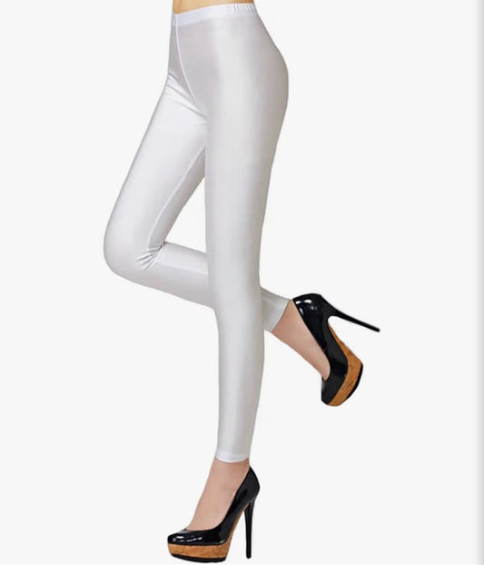 Pnadty Women's Neon Yoga Pants Shiny Skinny Elastic Stretch Leggings Tummy Contr