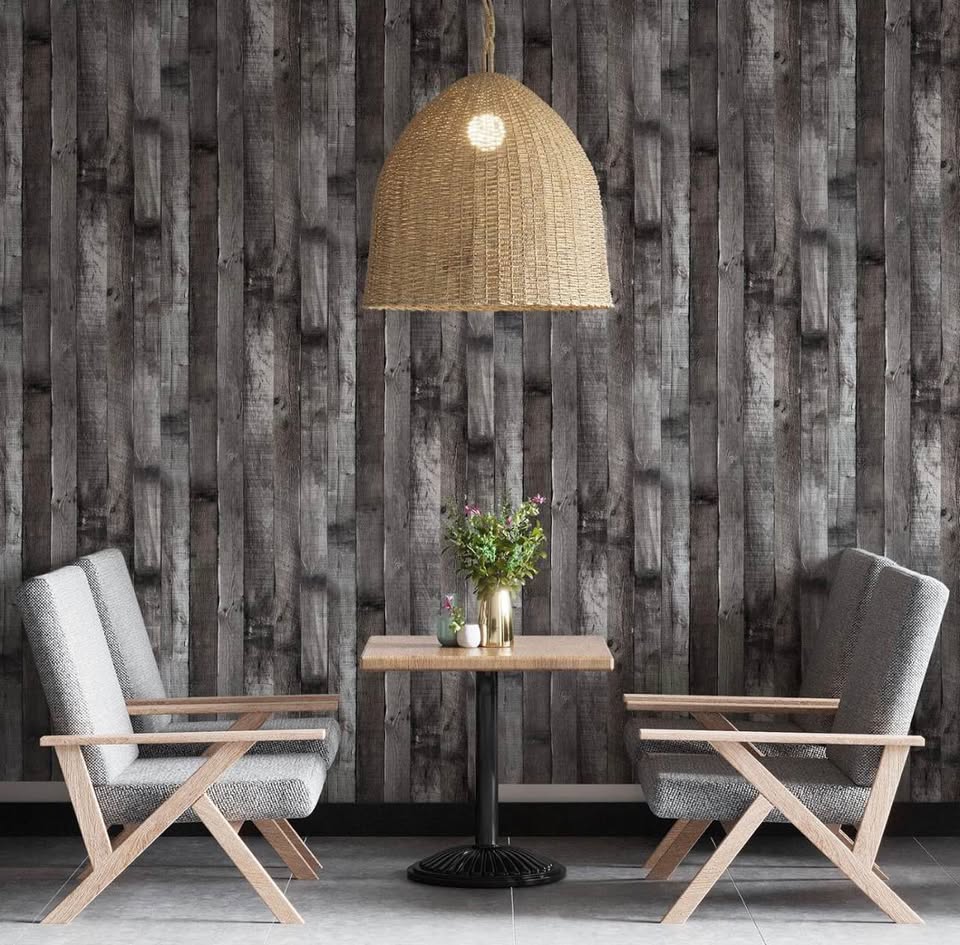 Rustic Grey Wood Peel and Stick Wallpaper