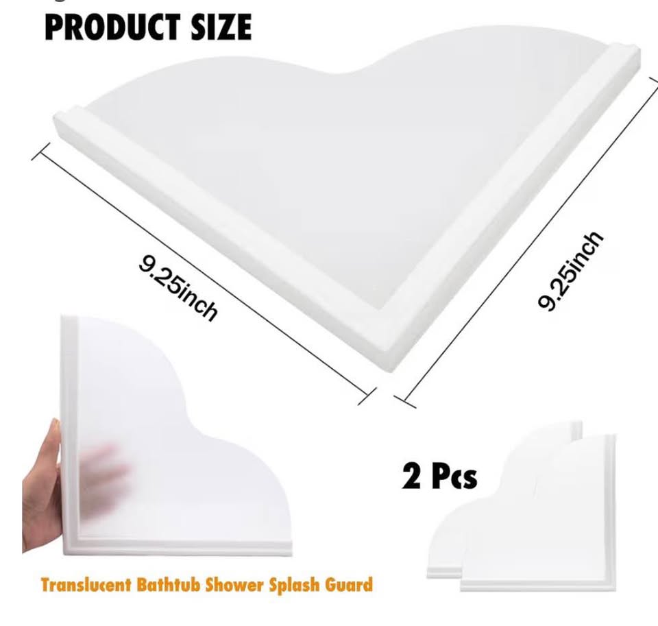 Tub Splash Guard Removable, 2 Pack Bathtub Water Splash Guards,Silicone Base & A