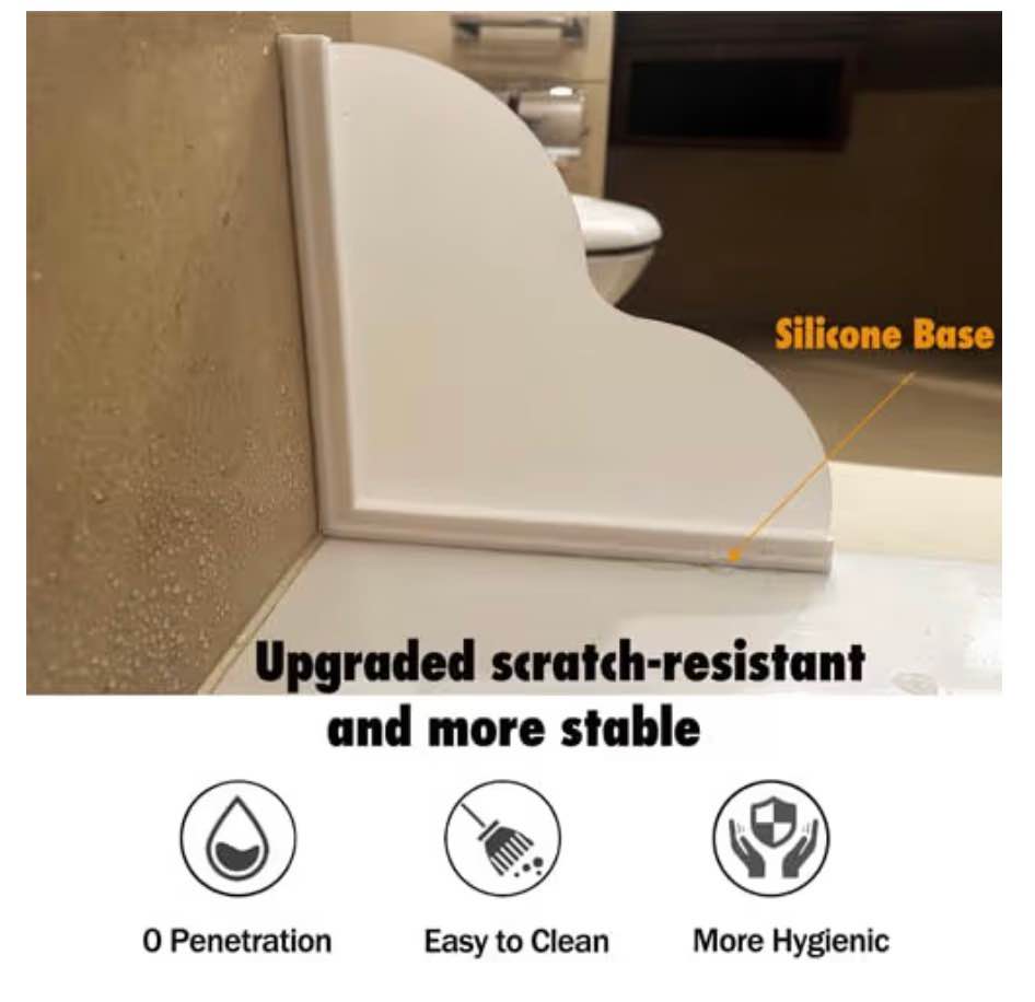 Tub Splash Guard Removable, 2 Pack Bathtub Water Splash Guards,Silicone Base & A