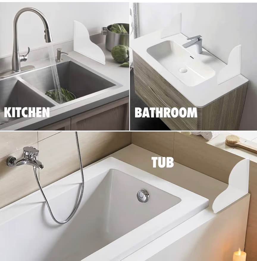 Tub Splash Guard Removable, 2 Pack Bathtub Water Splash Guards,Silicone Base & A