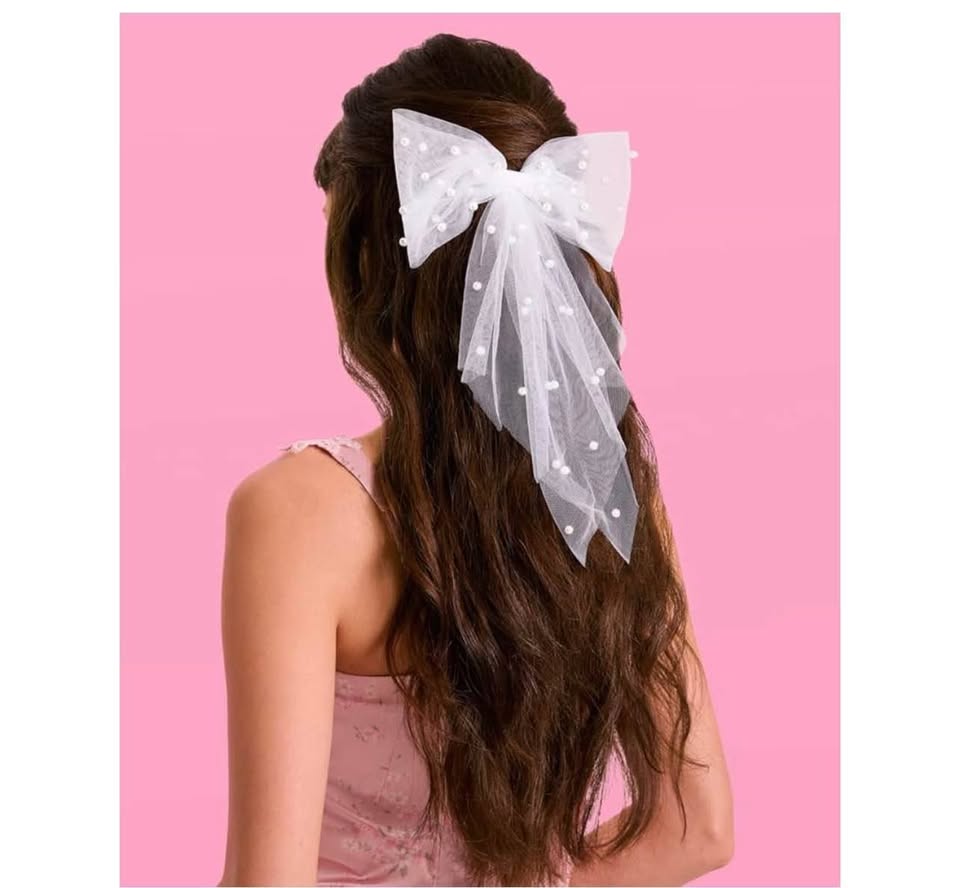 Bachelorette Party Decorations Pearl White Hair Bow - Bride to Be | Bridal Showe