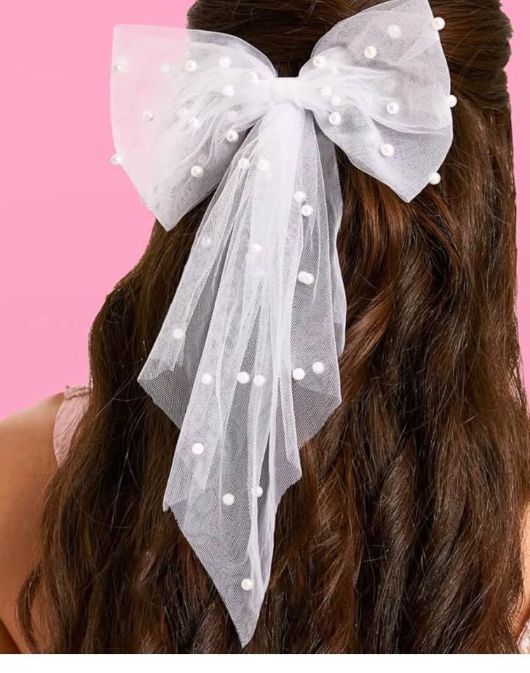 Bachelorette Party Decorations Pearl White Hair Bow - Bride to Be | Bridal Showe