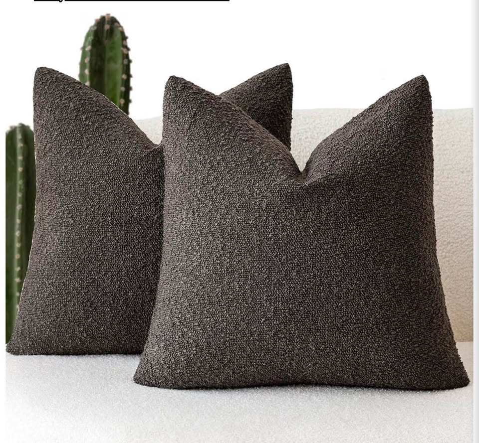 Boucle Textured Pillow Covers - Charcoal Grey
