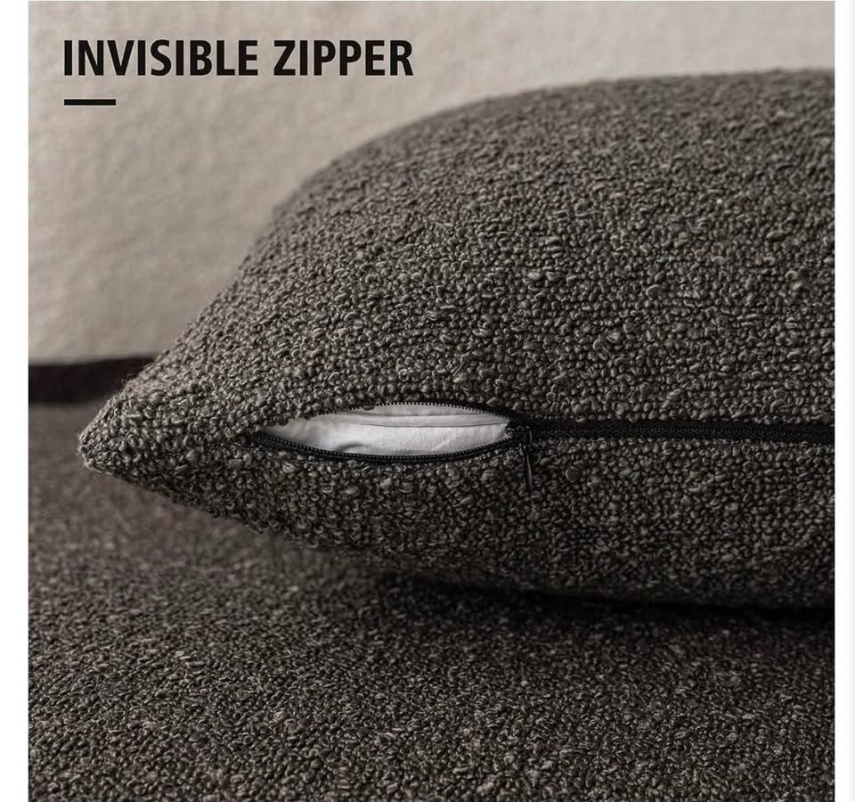 Boucle Textured Pillow Covers - Charcoal Grey