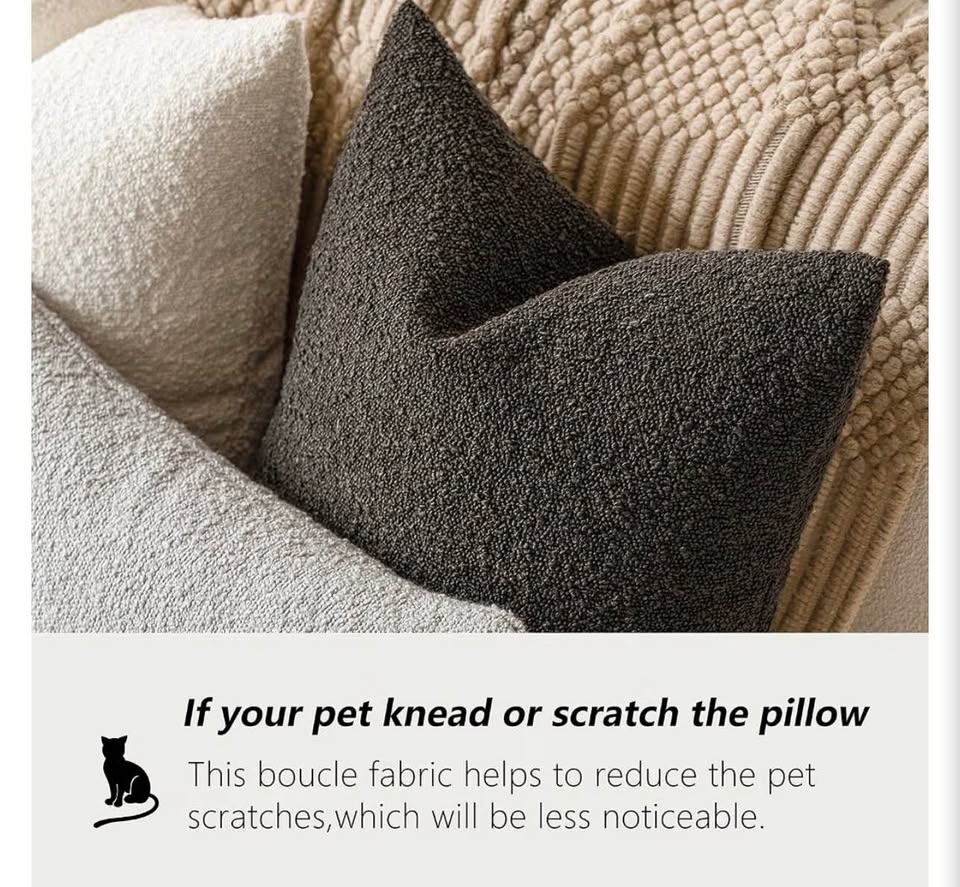 Boucle Textured Pillow Covers - Charcoal Grey
