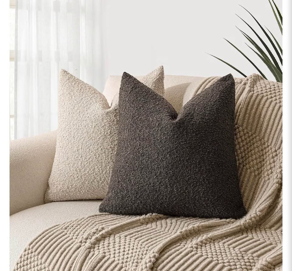 Boucle Textured Pillow Covers - Charcoal Grey
