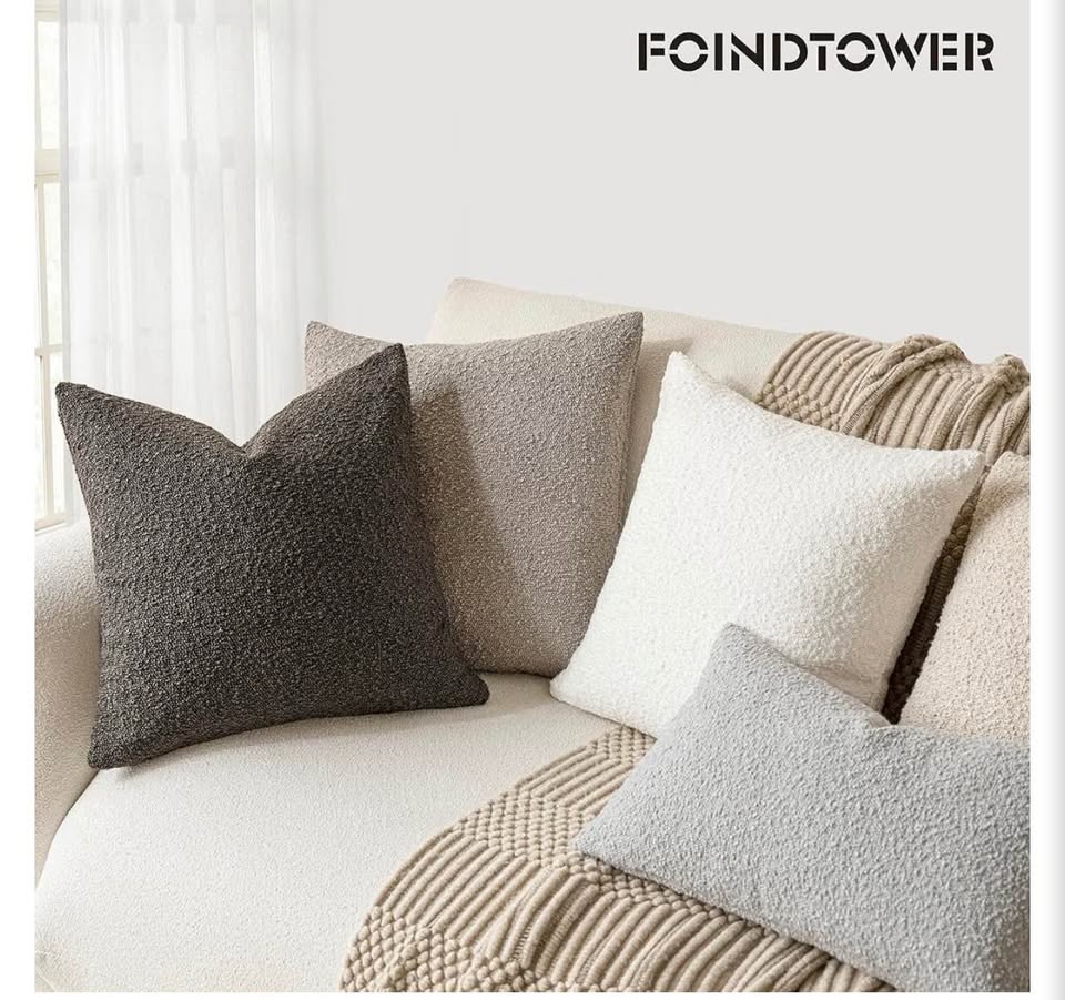 Boucle Textured Pillow Covers - Charcoal Grey