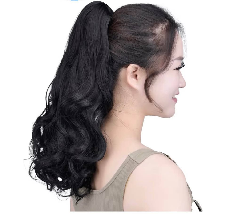 Black Ponytails,SYXLCYGG Clip Claw Pony tail 16" Wavy 4.5 OZ Synthetic Like Real