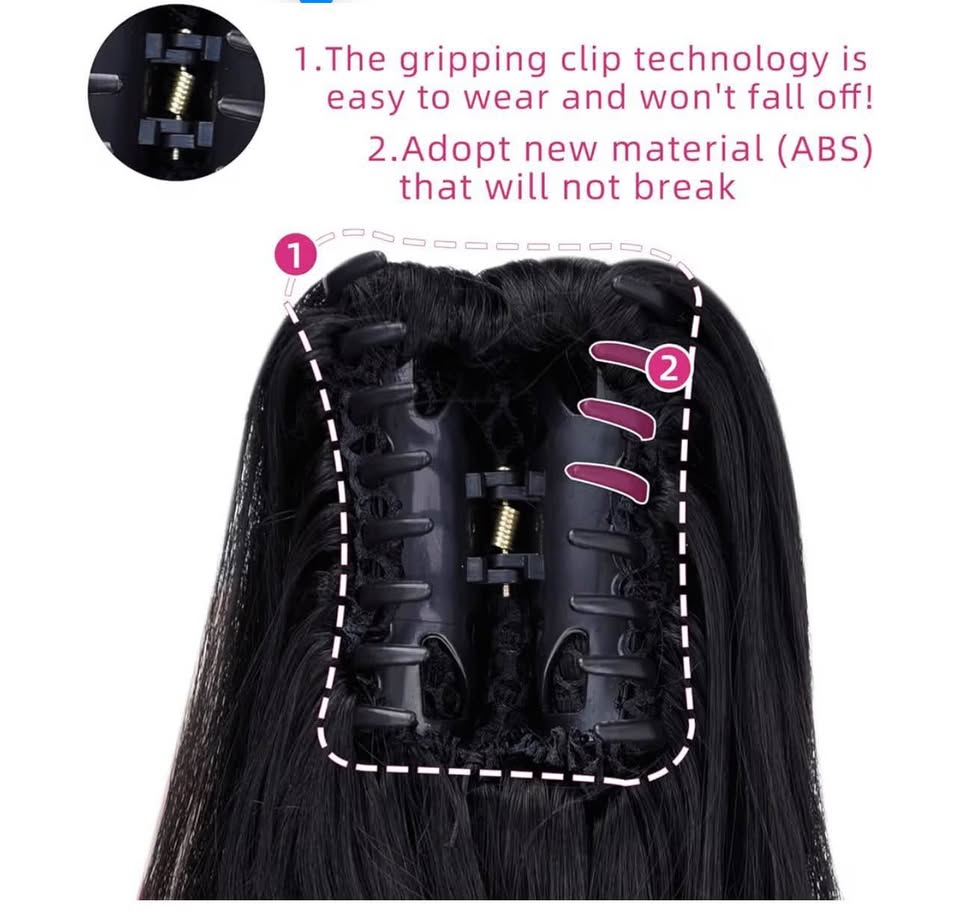 Black Ponytails,SYXLCYGG Clip Claw Pony tail 16" Wavy 4.5 OZ Synthetic Like Real